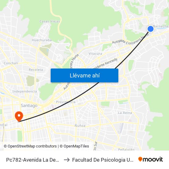 Pc782-Avenida La Dehesa / Esq. Raúl Labbé to Facultad De Psicologia Universidad Diego Portales map