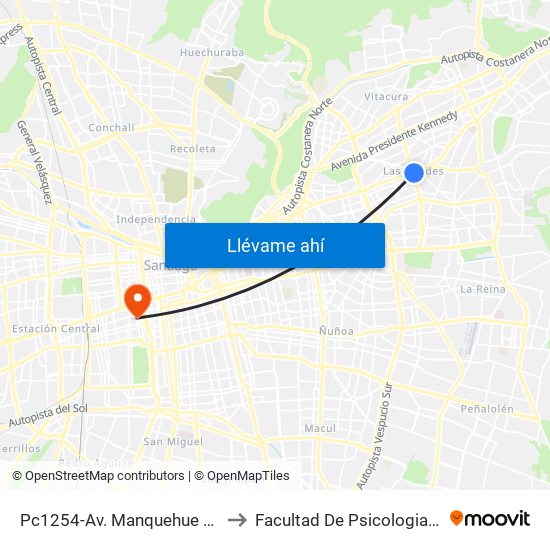 Pc1254-Av. Manquehue Sur / Esq. Avenida Apoquindo to Facultad De Psicologia Universidad Diego Portales map