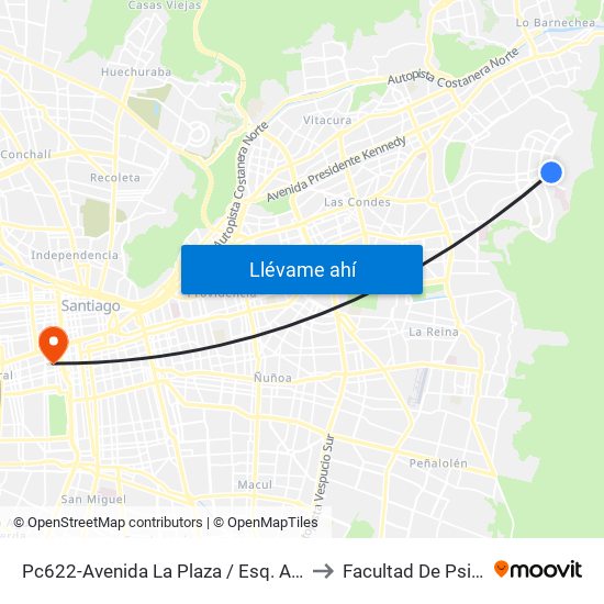 Pc622-Avenida La Plaza / Esq. Av. Mons. A. Del Portillo to Facultad De Psicología Udp map
