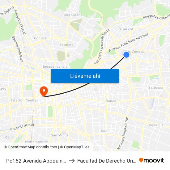 Pc162-Avenida Apoquindo / Esq. Rosa O'Higgins to Facultad De Derecho Universidad Diego Portales map
