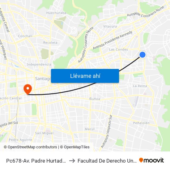 Pc678-Av. Padre Hurtado-Sur / Esq. Río Guadiana to Facultad De Derecho Universidad Diego Portales map