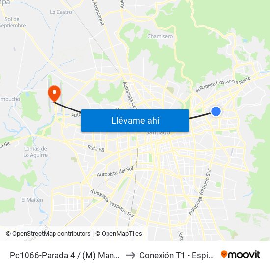 Pc1066-Parada 4 / (M) Manquehue to Conexión T1 - Espigón C map