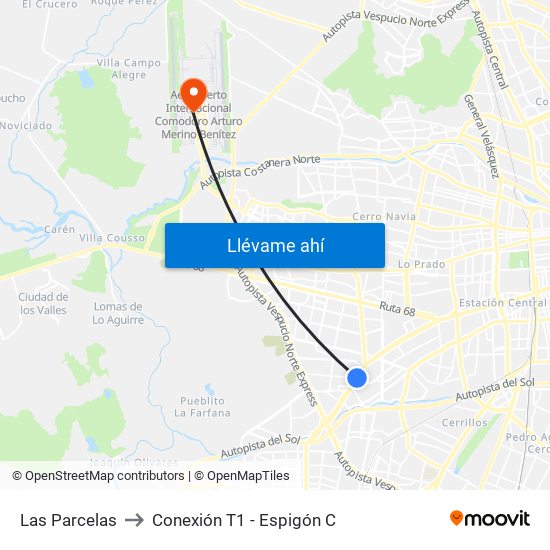 Las Parcelas to Conexión T1 - Espigón C map