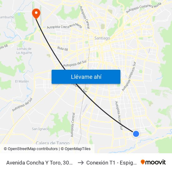 Avenida Concha Y Toro, 302-398 to Conexión T1 - Espigón C map