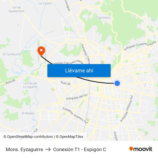 Mons. Eyzaguirre to Conexión T1 - Espigón C map