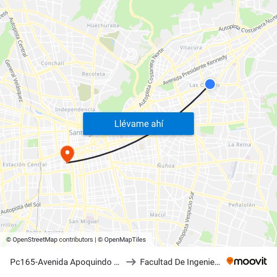 Pc165-Avenida Apoquindo / Esq. E. Dell'Orto to Facultad De Ingeniería Y Ciencias map