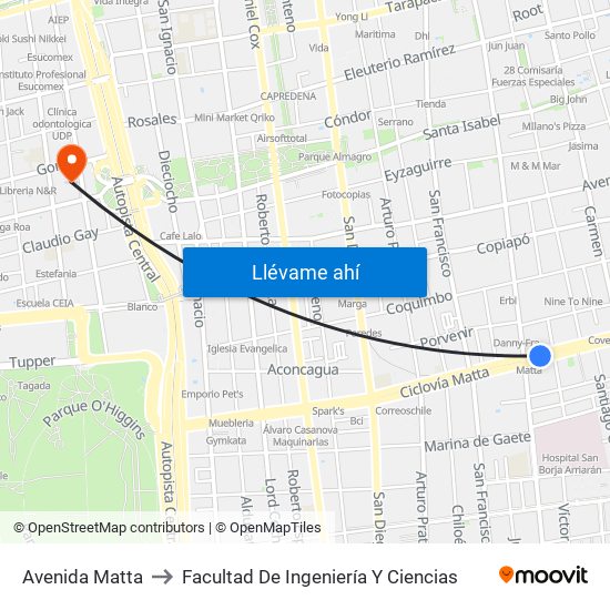 Avenida Matta to Facultad De Ingeniería Y Ciencias map