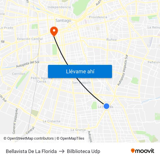 Bellavista De La Florida to Bilblioteca Udp map