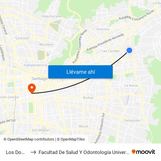 Los Dominicos to Facultad De Salud Y  Odontología Universidad Diego Portales map