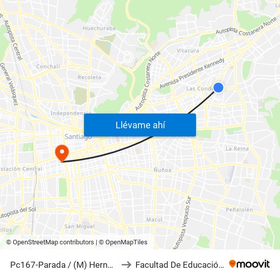 Pc167-Parada / (M) Hernando De Magallanes to Facultad De Educación Diego Portales map