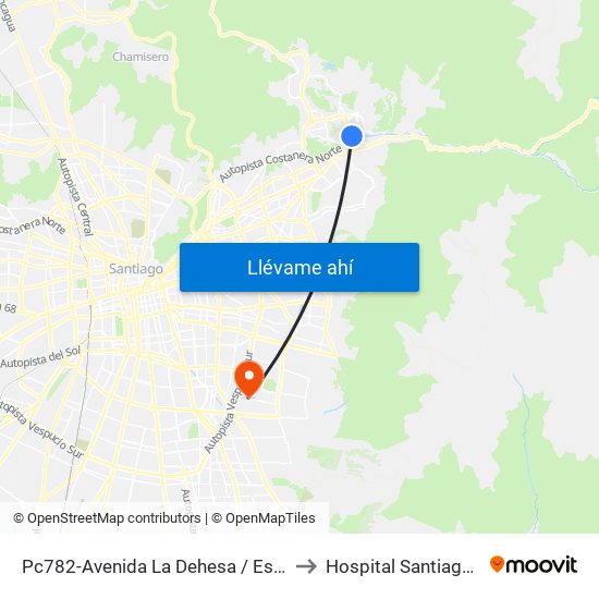 Pc782-Avenida La Dehesa / Esq. Raúl Labbé to Hospital Santiago Oriente map