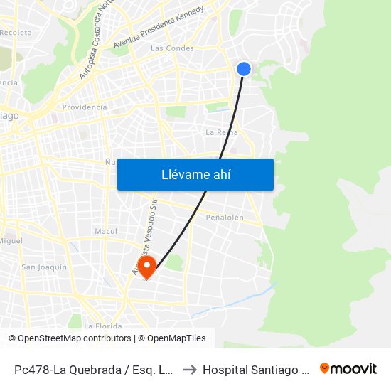 Pc478-La Quebrada / Esq. La Escuela to Hospital Santiago Oriente map