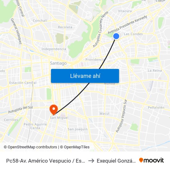 Pc58-Av. Américo Vespucio / Esq. Av. Pdte. Riesco to Exequiel González Cortés map