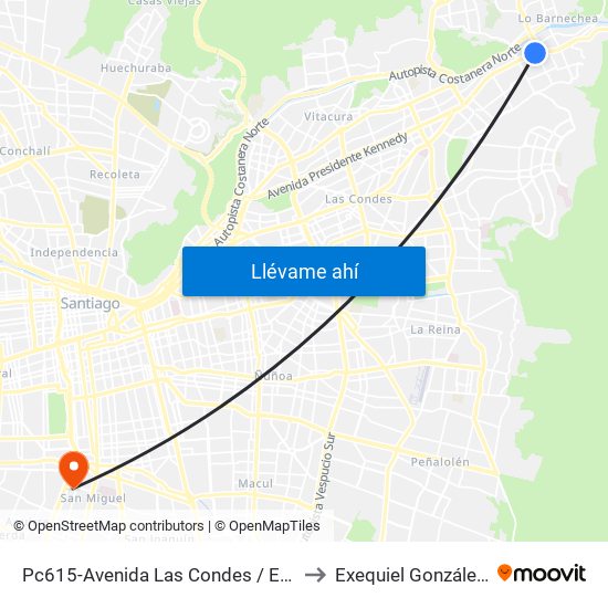 Pc615-Avenida Las Condes / Esq. La Cabaña to Exequiel González Cortés map