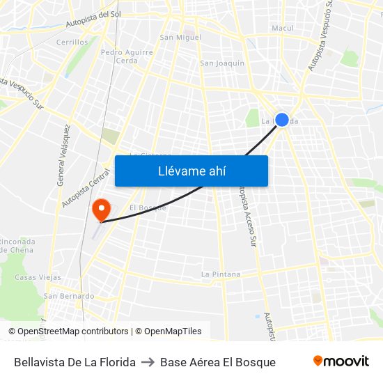 Bellavista De La Florida to Base Aérea El Bosque map