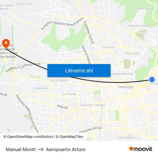 Manuel Montt to Aeropuerto Arturo map