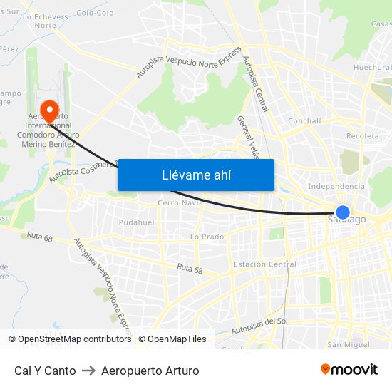 Cal Y Canto to Aeropuerto Arturo map