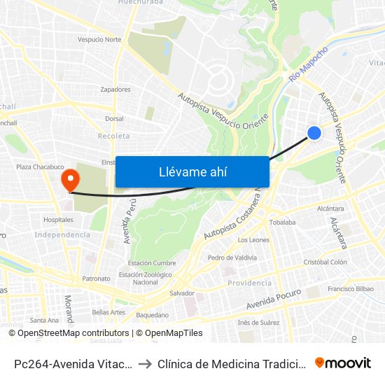 Pc264-Avenida Vitacura / Esq. Alonso De Córdova to Clínica de Medicina Tradicional China Antiguo Hospital San José map