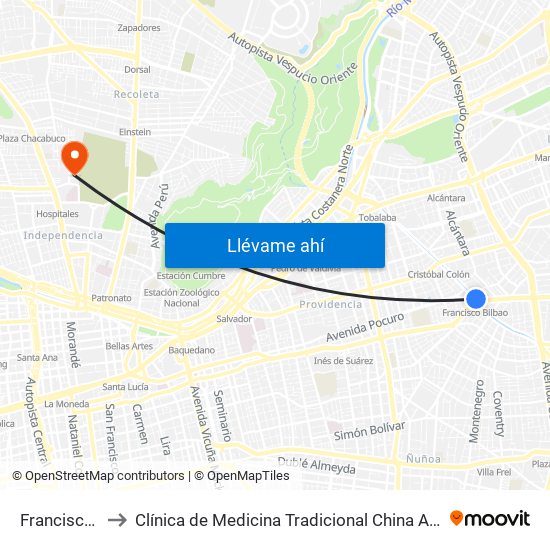Francisco Bilbao to Clínica de Medicina Tradicional China Antiguo Hospital San José map