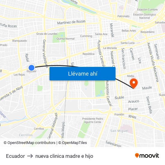 Ecuador to nueva clinica madre e hijo map