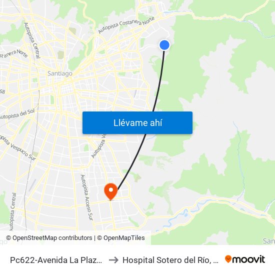 Pc622-Avenida La Plaza / Esq. Av. Mons. A. Del Portillo to Hospital Sotero del Río, Área de Ginecología y Oncología. map