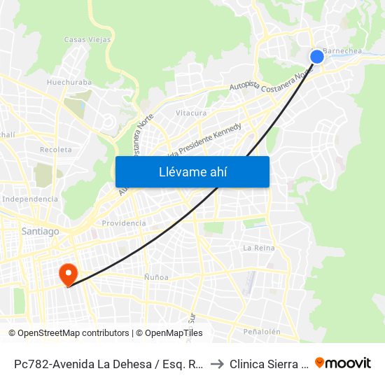 Pc782-Avenida La Dehesa / Esq. Raúl Labbé to Clinica Sierra Bella map