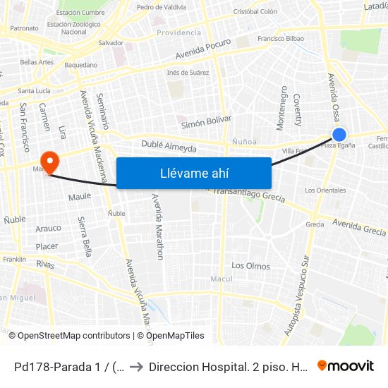 Pd178-Parada 1 / (M) Plaza Egaña to Direccion Hospital. 2 piso. Hosp San Borja Arriaran. map