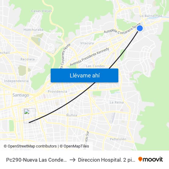 Pc290-Nueva Las Condes / Esq. Sn. Francisco De Asís to Direccion Hospital. 2 piso. Hosp San Borja Arriaran. map