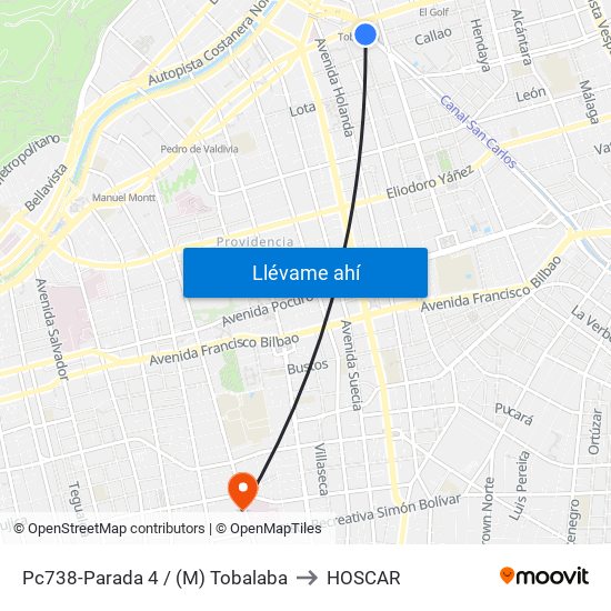 Pc738-Parada 4 / (M) Tobalaba to HOSCAR map