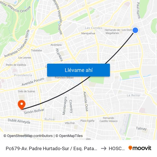 Pc679-Av. Padre Hurtado-Sur / Esq. Patagonia to HOSCAR map