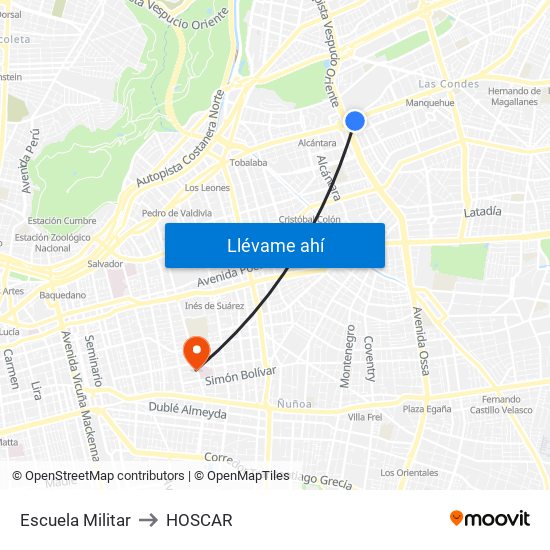 Escuela Militar to HOSCAR map