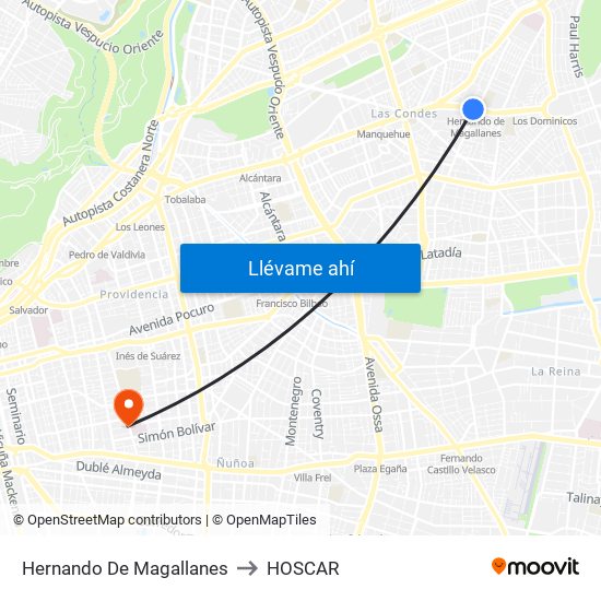 Hernando De Magallanes to HOSCAR map