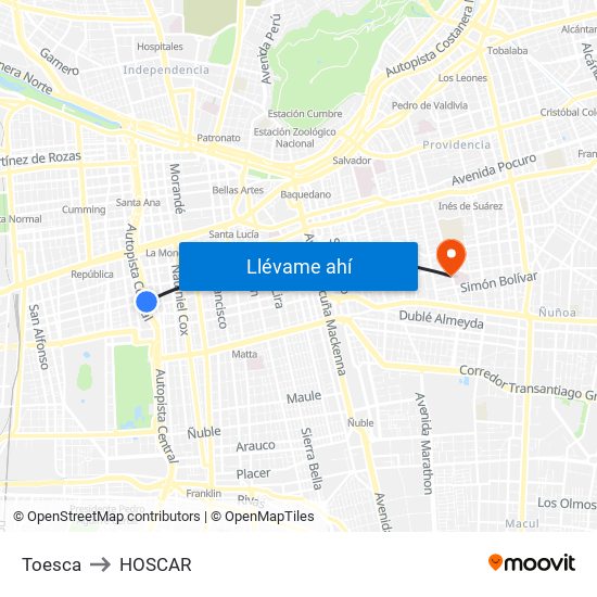 Toesca to HOSCAR map