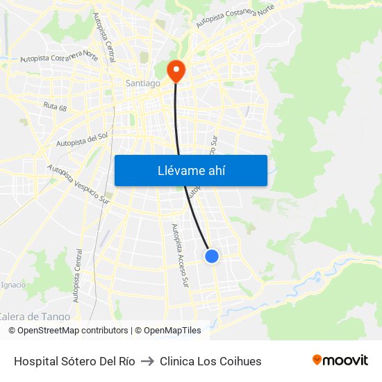 Hospital Sótero Del Río to Clinica Los Coihues map