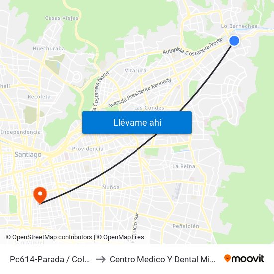 Pc614-Parada / Colegio Hebreo to Centro Medico Y Dental Miguel Leon Prado map