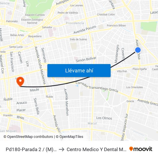 Pd180-Parada 2 / (M) Simón Bolívar to Centro Medico Y Dental Miguel Leon Prado map