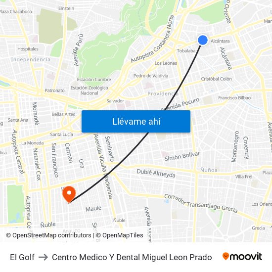 El Golf to Centro Medico Y Dental Miguel Leon Prado map