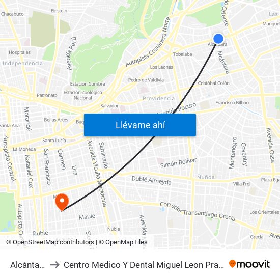 Alcántara to Centro Medico Y Dental Miguel Leon Prado map