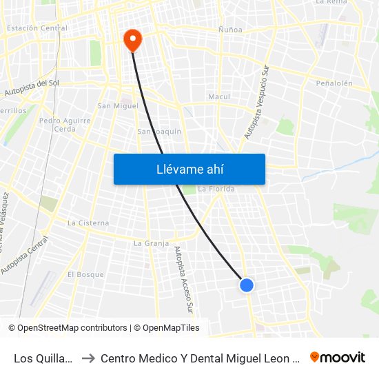 Los Quillayes to Centro Medico Y Dental Miguel Leon Prado map