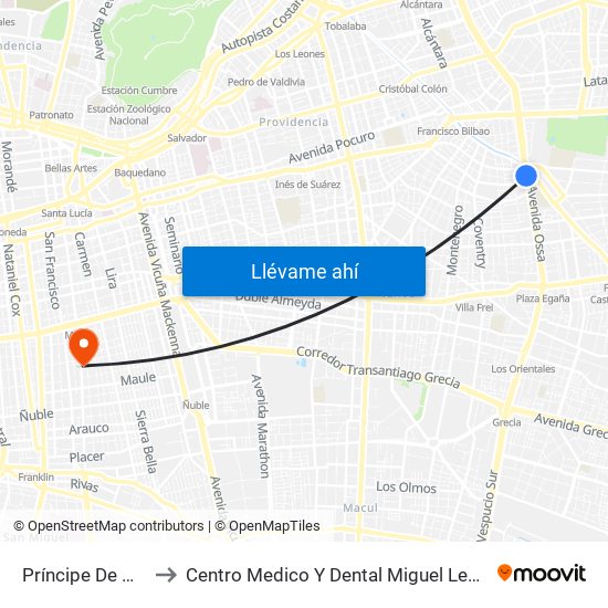 Príncipe De Gales to Centro Medico Y Dental Miguel Leon Prado map