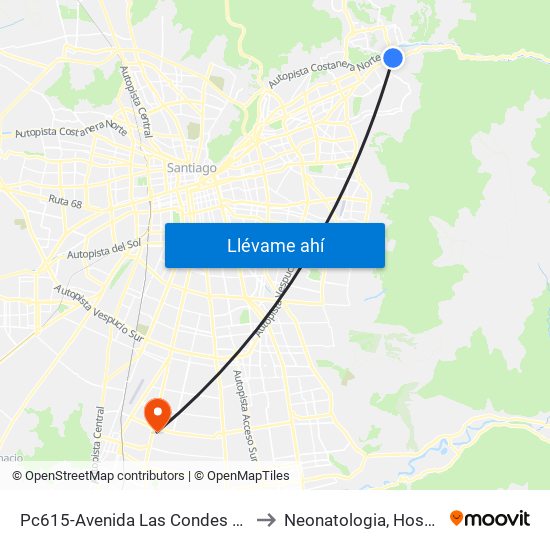 Pc615-Avenida Las Condes / Esq. La Cabaña to Neonatologia, Hospital El Pino. map