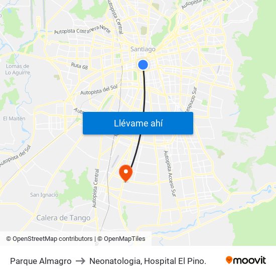 Parque Almagro to Neonatologia, Hospital El Pino. map