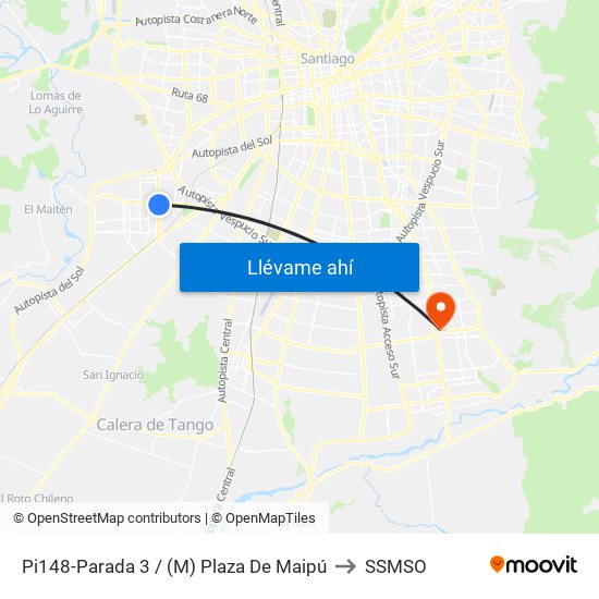Pi148-Parada 3 / (M) Plaza De Maipú to SSMSO map