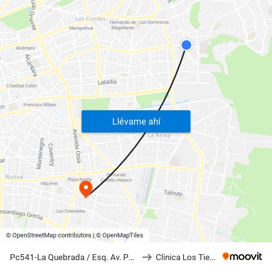 Pc541-La Quebrada / Esq. Av. Paul Harris to Clinica Los Tiempos map