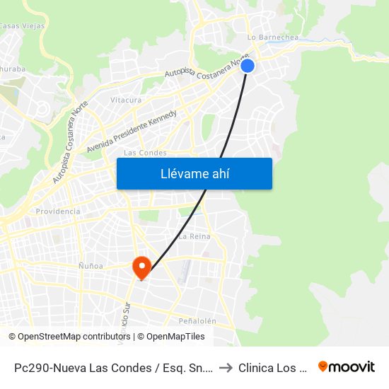 Pc290-Nueva Las Condes / Esq. Sn. Francisco De Asís to Clinica Los Tiempos map