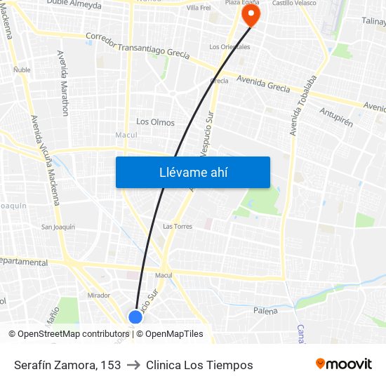 Serafín Zamora, 153 to Clinica Los Tiempos map