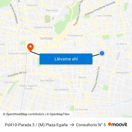 Pd410-Parada 3 / (M) Plaza Egaña to Consultorio N° 5 map