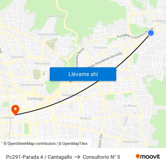 Pc291-Parada 4 / Cantagallo to Consultorio N° 5 map