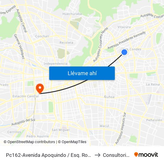 Pc162-Avenida Apoquindo / Esq. Rosa O'Higgins to Consultorio N° 5 map