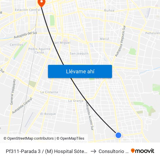 Pf311-Parada 3 / (M) Hospital Sótero Del Río to Consultorio N° 5 map